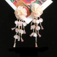 Acrylic Drop Earring, Metal, with Chiffon & Lace & Acrylic, irregular, plated & for woman 75mm 