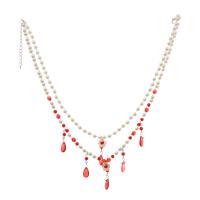 Resin Zinc Alloy Necklace, with Resin Pearl, vintage & for woman 