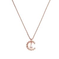 Цинкового сплава кубический цирконий ожерелье, цинковый сплав, плакированный цветом розового золота, инкрустированное микро кубического циркония & Женский длина:16.14 дюймовый, продается Strand