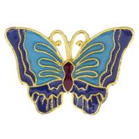 Enamel Brass Connector, Butterfly, gold color plated, blue Approx 1.5mm 