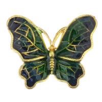 Enamel Brass Connector, Butterfly, gold color plated, green Approx 2mm 