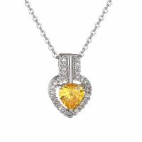 Brass Cubic Zirconia Necklace, with Cubic Zirconia, Heart, plated & for woman 