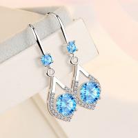 Cubic Zircon (CZ) Drop Earring, Metal, with Cubic Zirconia, Teardrop, plated, polished & for woman 
