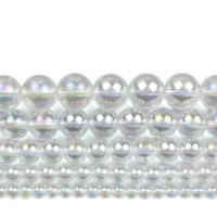 Natural Clear Quartz Beads, Round, plated, DIY white 