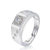 Brass Open Finger Ring, silver color plated, micro pave cubic zirconia & for man, 5mm, Inner Approx 57mm, US Ring 
