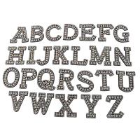 Sewing on Patch, Polyester, with Rhinestone, Alphabet Letter, DIY 44*55mm 