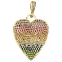 Cubique Pendentif en laiton zircon pavent, coeur, Placage de couleur d'or, pavé de micro zircon Environ Vendu par PC