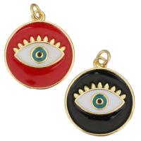 Enamel Brass Pendants, Round, gold color plated Approx 2.5mm 