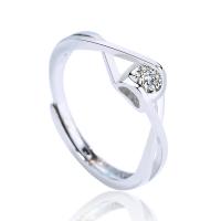 Messing Open -Finger-Ring, plattiert, Micro pave Zirkonia & für Frau, Silberfarbe, 51x3.5mm, Größe:6, verkauft von PC