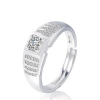 Латунь Открыть палец кольцо, Другое покрытие, 100 цветов & Винтаж & Мужский, серебряный, 4mm, размер:8, продается PC