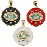 Enamel Brass Pendants, plated, micro pave cubic zirconia Approx 3.5mm 