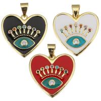 Enamel Brass Pendants, Heart, plated, micro pave cubic zirconia Approx 3.5mm 