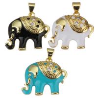 Enamel Brass Pendants, Elephant, plated, micro pave cubic zirconia Approx 3.5mm 