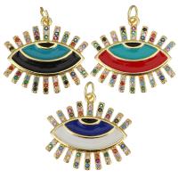 Enamel Brass Pendants, plated, micro pave cubic zirconia 