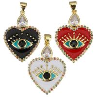 Enamel Brass Pendants, Heart, plated, micro pave cubic zirconia Approx 3.5mm 