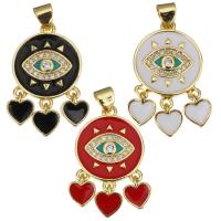 Enamel Brass Pendants, plated, micro pave cubic zirconia Approx 3.5mm 