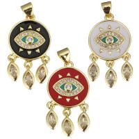 Enamel Brass Pendants, plated, micro pave cubic zirconia Approx 3.5mm 