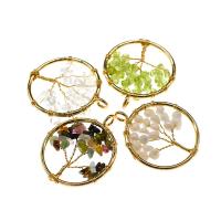 Brass Jewelry Pendants, with Gemstone Chips, Tree, plated & DIY 30mm Approx 4mm 