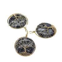 Brass Jewelry Pendants, with Gemstone, Round, plated & DIY 45mm 