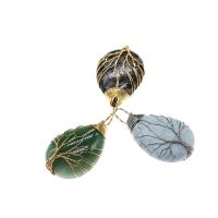 Brass Jewelry Pendants, with Gemstone, Teardrop, plated & DIY 