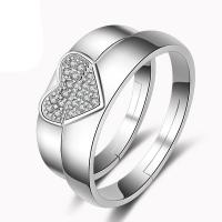 Пара кольца палец, Латунь, плакирован серебром, разные стили для выбора & Женский, размер:10-14, продается PC