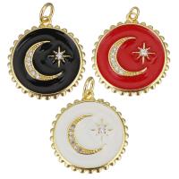 Enamel Brass Pendants, plated, micro pave cubic zirconia Approx 2.5mm 