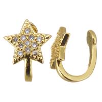 Brass Earring Cuff, Star, gold color plated, micro pave cubic zirconia & for woman 