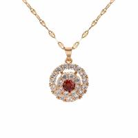 Cubic Zircon Micro Pave Brass Necklace, with stainless steel chain, with 1.96 inch extender chain, gold color plated, rotatable & micro pave cubic zirconia & for woman Approx 15.74 Inch 