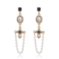 Zinc Alloy Drop Earring, Cross, plated, for woman & with rhinestone 