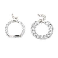 Zinc Alloy Bracelet Set, bracelet, Geometrical Pattern, plated, for woman, platinum color, 160+50mm,43mm 