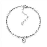 925 Sterling Silver Anklet, with 40mm extender chain, plated, vintage & for woman, silver color, 8mm .070 Inch 