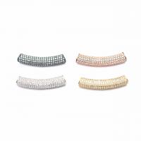 Brass Curved Tube Beads, plated, DIY & micro pave cubic zirconia 