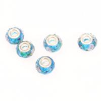 Glas Europäische Großlochperlen, Kreisring, DIY & großes Loch, blau, 14*14*9mm, Bohrung:ca. 5mm, 100PCs/Tasche, verkauft von Tasche