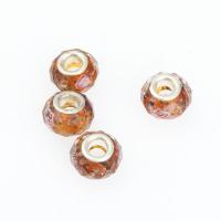 Glass European Large Hole Beads, Donut, DIY, coffee color, 14*14*9mm Approx 5mm 