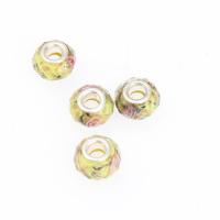 Glass European Large Hole Beads, Donut, DIY, yellow, 14*14*9mm Approx 5mm 