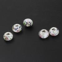Glass European Large Hole Beads, Donut, DIY, white, 14*14*9mm Approx 5mm 