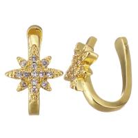 Brass Earring Cuff, Eight Point Star, gold color plated, micro pave cubic zirconia & for woman 