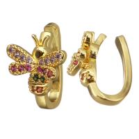 Brass Earring Cuff, Bee, gold color plated, micro pave cubic zirconia & for woman 