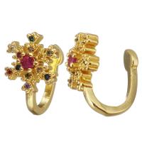 Brass Earring Cuff, gold color plated, micro pave cubic zirconia & for woman 