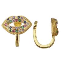 Brass Earring Cuff, Lip, gold color plated, micro pave cubic zirconia & for woman & hollow 