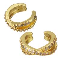 Brass Earring Clip, gold color plated, micro pave cubic zirconia & for woman, 4.5mm,9mm 