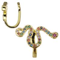 Brass Earring Clip, Snake, gold color plated, micro pave cubic zirconia & for woman 