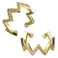 Brass Earring Clip, gold color plated, micro pave cubic zirconia & for woman, 6.5mm,15mm 