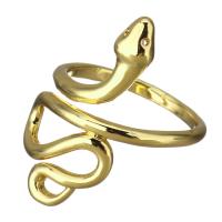 Brass Cuff Finger Ring, Snake, gold color plated, micro pave cubic zirconia & for woman, 25mm, US Ring 