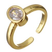 Brass Cuff Finger Ring, with Glass, gold color plated, Adjustable & for woman, 8mm, US Ring 