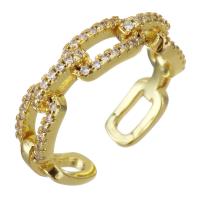 Brass Cuff Finger Ring, gold color plated, Adjustable & micro pave cubic zirconia & for woman & hollow, 5mm, US Ring 