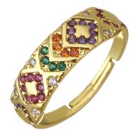 Messing Open -Finger-Ring, goldfarben plattiert, Einstellbar & Micro pave Zirkonia & für Frau, 5.5mm, Größe:6, verkauft von PC