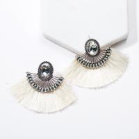 Fashion Tassel Earring, Zinc Alloy, with Acrylic, Fan, plated, micro pave rhinestone & for woman 
