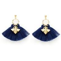 Fashion Tassel Earring, Zinc Alloy, with Cotton Thread, Bee, plated & for woman 