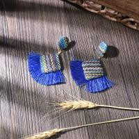 Fashion Tassel Earring, Cloth, Rhombus & for woman 